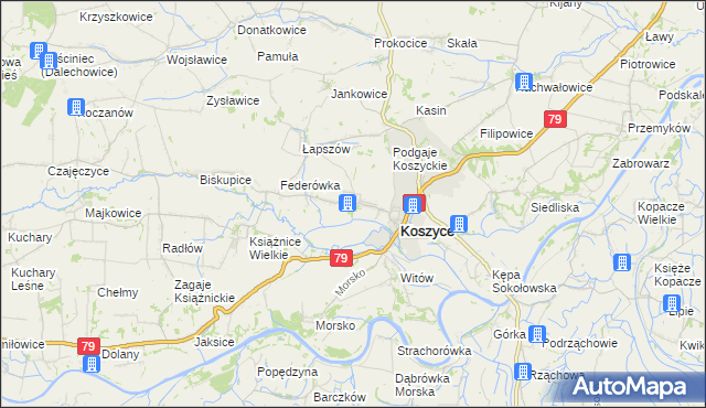 mapa Włostowice gmina Koszyce, Włostowice gmina Koszyce na mapie Targeo