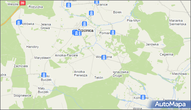 mapa Wodziczna gmina Trzcinica, Wodziczna gmina Trzcinica na mapie Targeo