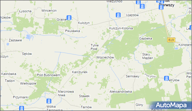 mapa Wojciechów gmina Hańsk, Wojciechów gmina Hańsk na mapie Targeo