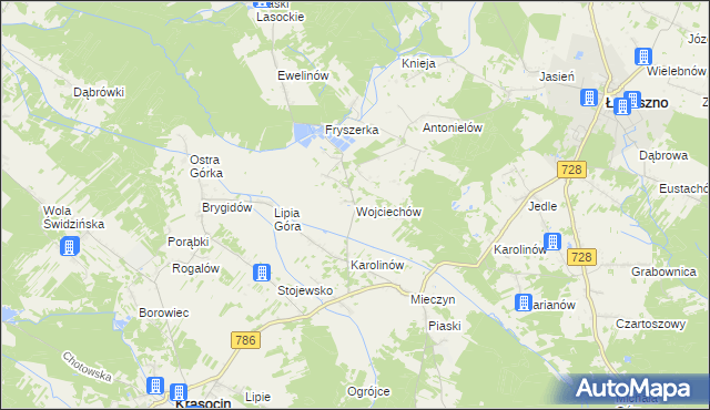 mapa Wojciechów gmina Krasocin, Wojciechów gmina Krasocin na mapie Targeo