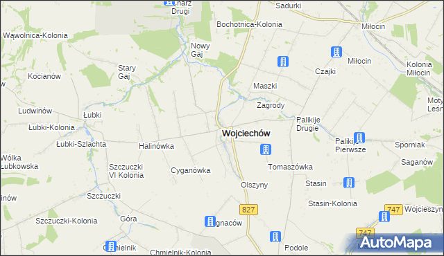 mapa Wojciechów powiat lubelski, Wojciechów powiat lubelski na mapie Targeo