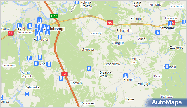 mapa Wojciechówka gmina Białobrzegi, Wojciechówka gmina Białobrzegi na mapie Targeo