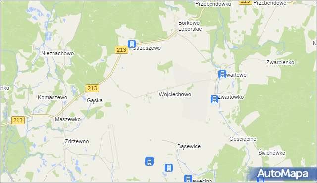 mapa Wojciechowo gmina Wicko, Wojciechowo gmina Wicko na mapie Targeo