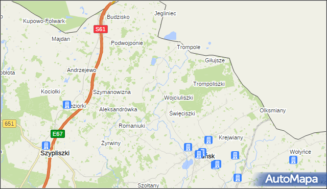 mapa Wojciuliszki, Wojciuliszki na mapie Targeo