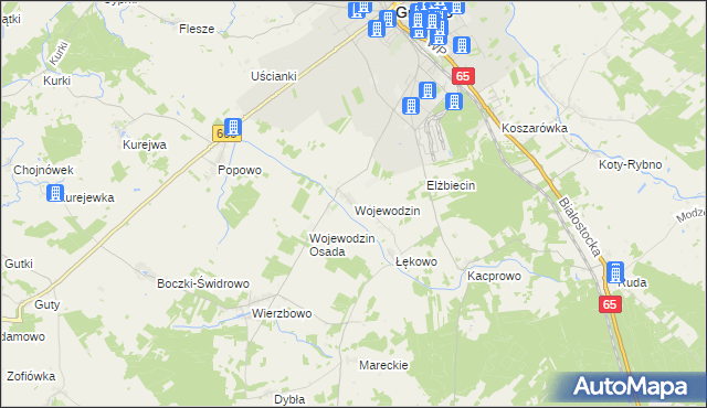 mapa Wojewodzin, Wojewodzin na mapie Targeo