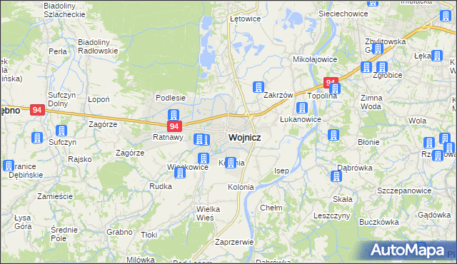 mapa Wojnicz, Wojnicz na mapie Targeo