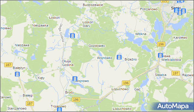 mapa Wojnówko gmina Murowana Goślina, Wojnówko gmina Murowana Goślina na mapie Targeo