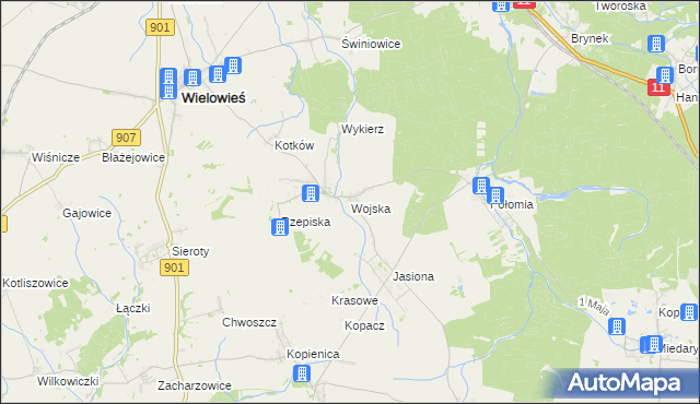 mapa Wojska, Wojska na mapie Targeo