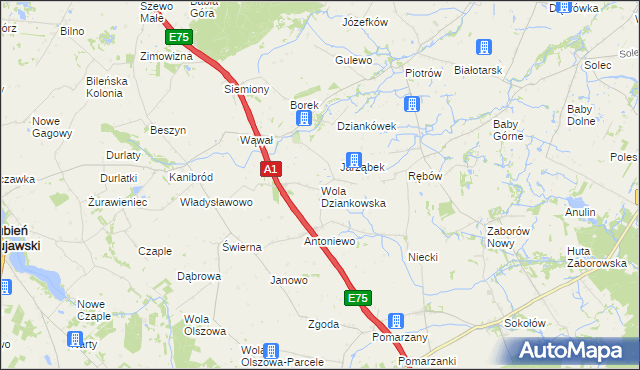 mapa Wola Dziankowska, Wola Dziankowska na mapie Targeo