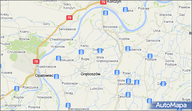 mapa Wola Gręboszowska, Wola Gręboszowska na mapie Targeo