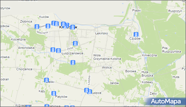 mapa Wola Grzymalina-Kolonia, Wola Grzymalina-Kolonia na mapie Targeo