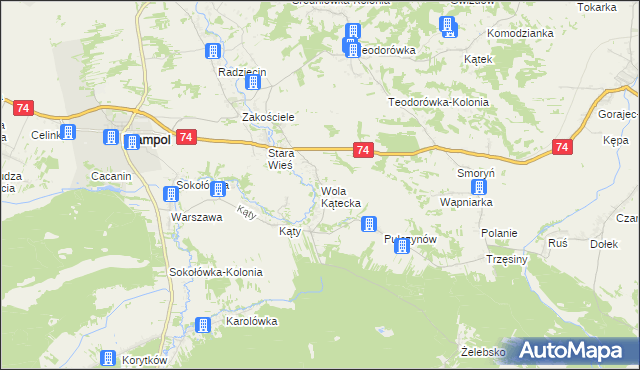 mapa Wola Kątecka, Wola Kątecka na mapie Targeo