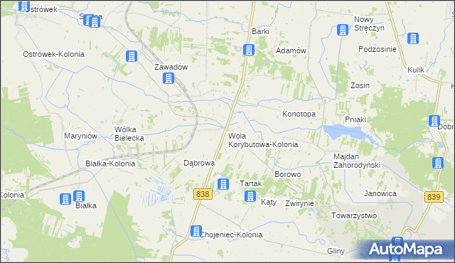 mapa Wola Korybutowa-Kolonia, Wola Korybutowa-Kolonia na mapie Targeo