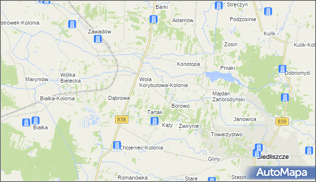 mapa Wola Korybutowa Pierwsza, Wola Korybutowa Pierwsza na mapie Targeo