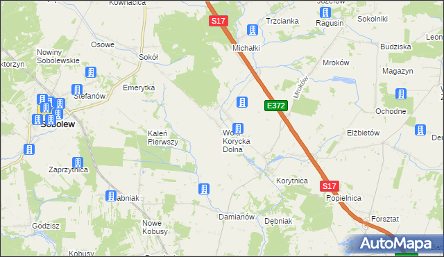 mapa Wola Korycka Dolna, Wola Korycka Dolna na mapie Targeo