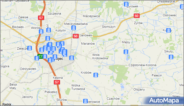 mapa Wola Krobowska, Wola Krobowska na mapie Targeo