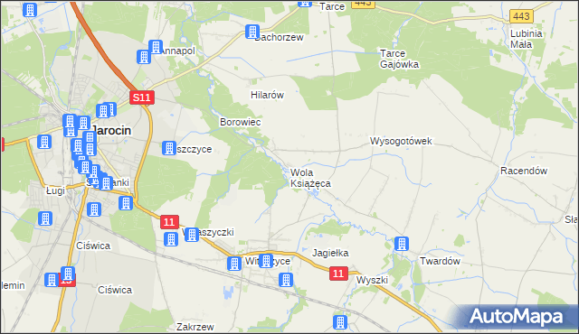 mapa Wola Książęca, Wola Książęca na mapie Targeo