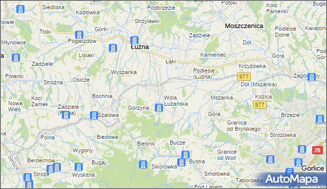 mapa Wola Łużańska, Wola Łużańska na mapie Targeo