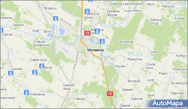 mapa Wola Morawicka, Wola Morawicka na mapie Targeo