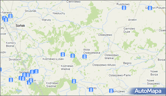 mapa Wola Ostaszewska, Wola Ostaszewska na mapie Targeo