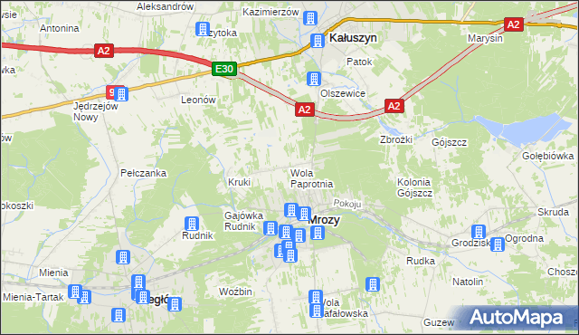 mapa Wola Paprotnia, Wola Paprotnia na mapie Targeo