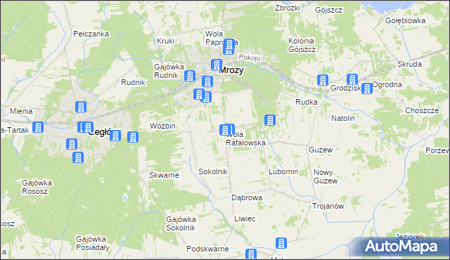 mapa Wola Rafałowska gmina Mrozy, Wola Rafałowska gmina Mrozy na mapie Targeo