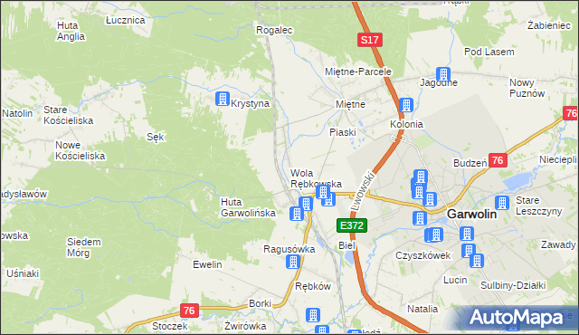 mapa Wola Rębkowska, Wola Rębkowska na mapie Targeo