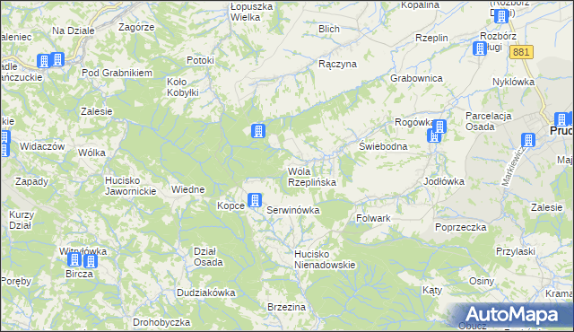 mapa Wola Rzeplińska, Wola Rzeplińska na mapie Targeo