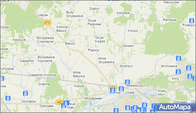 mapa Wola Stryjewska, Wola Stryjewska na mapie Targeo