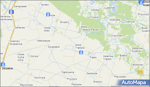mapa Wola Trębska, Wola Trębska na mapie Targeo