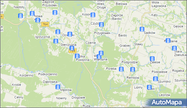 mapa Wola Wąkopna, Wola Wąkopna na mapie Targeo