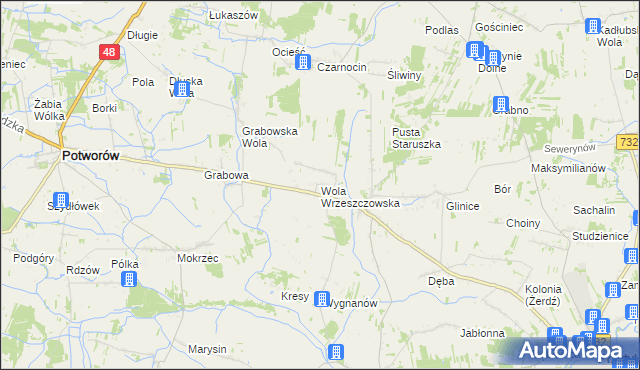 mapa Wola Wrzeszczowska, Wola Wrzeszczowska na mapie Targeo