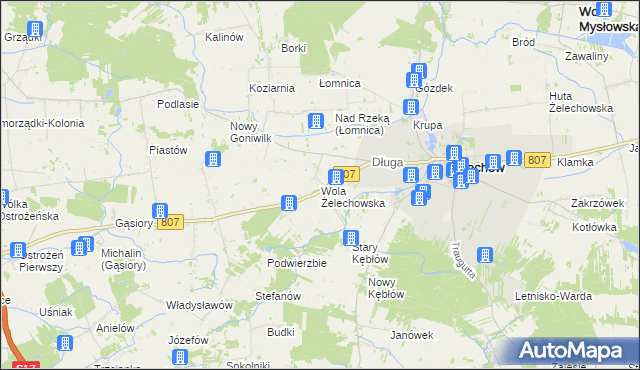 mapa Wola Żelechowska, Wola Żelechowska na mapie Targeo