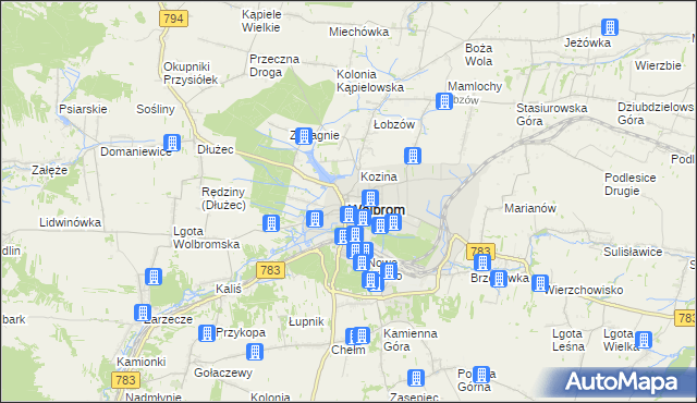 mapa Wolbrom, Wolbrom na mapie Targeo