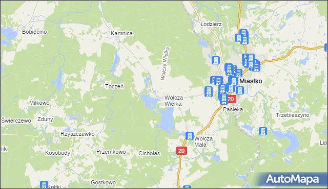 mapa Wołcza Wielka, Wołcza Wielka na mapie Targeo