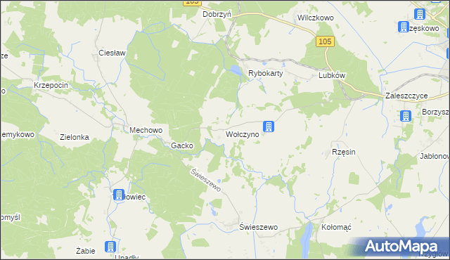 mapa Wołczyno, Wołczyno na mapie Targeo