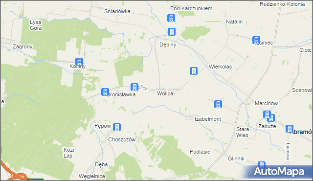 mapa Wolica gmina Abramów, Wolica gmina Abramów na mapie Targeo