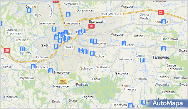 mapa Wolica gmina Jasło, Wolica gmina Jasło na mapie Targeo