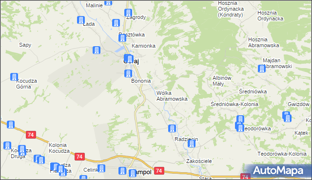 mapa Wólka Abramowska, Wólka Abramowska na mapie Targeo