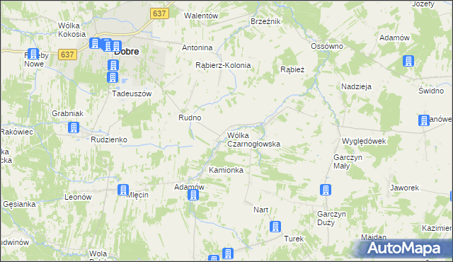 mapa Wólka Czarnogłowska, Wólka Czarnogłowska na mapie Targeo