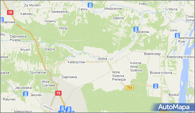 mapa Wólka gmina Lipsko, Wólka gmina Lipsko na mapie Targeo