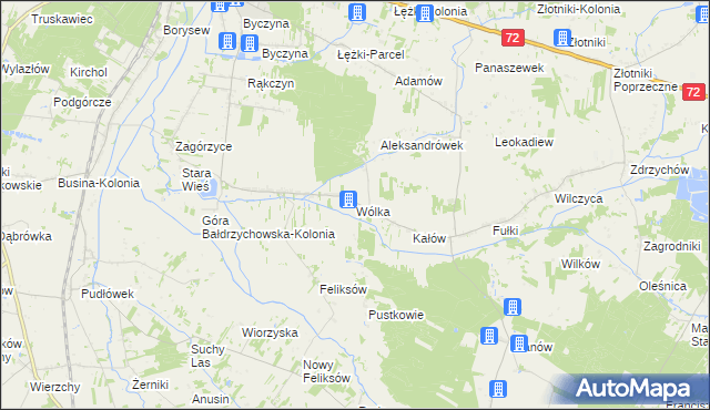 mapa Wólka gmina Poddębice, Wólka gmina Poddębice na mapie Targeo
