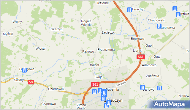 mapa Wólka gmina Szczuczyn, Wólka gmina Szczuczyn na mapie Targeo