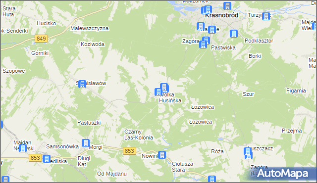 mapa Wólka Husińska, Wólka Husińska na mapie Targeo