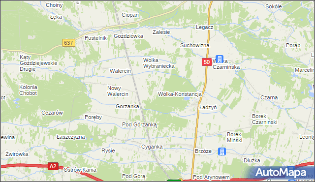 mapa Wólka-Konstancja, Wólka-Konstancja na mapie Targeo