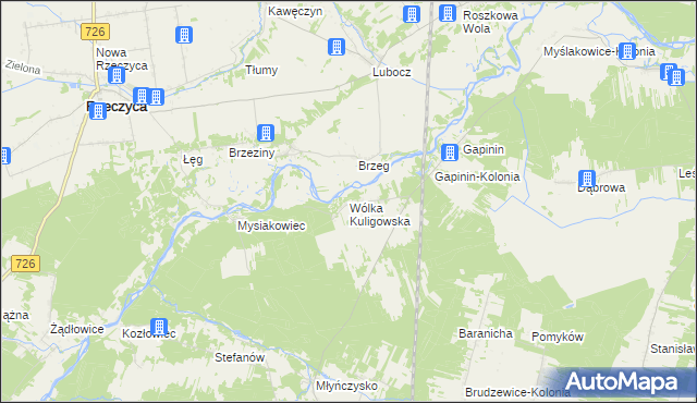 mapa Wólka Kuligowska, Wólka Kuligowska na mapie Targeo