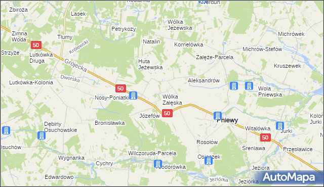 mapa Wólka Załęska gmina Pniewy, Wólka Załęska gmina Pniewy na mapie Targeo