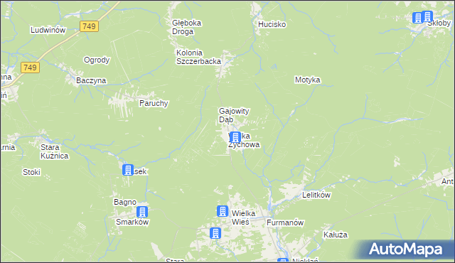 mapa Wólka Zychowa, Wólka Zychowa na mapie Targeo