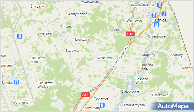 mapa Wołkusze, Wołkusze na mapie Targeo