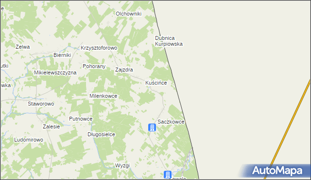 mapa Wołyńce gmina Kuźnica, Wołyńce gmina Kuźnica na mapie Targeo